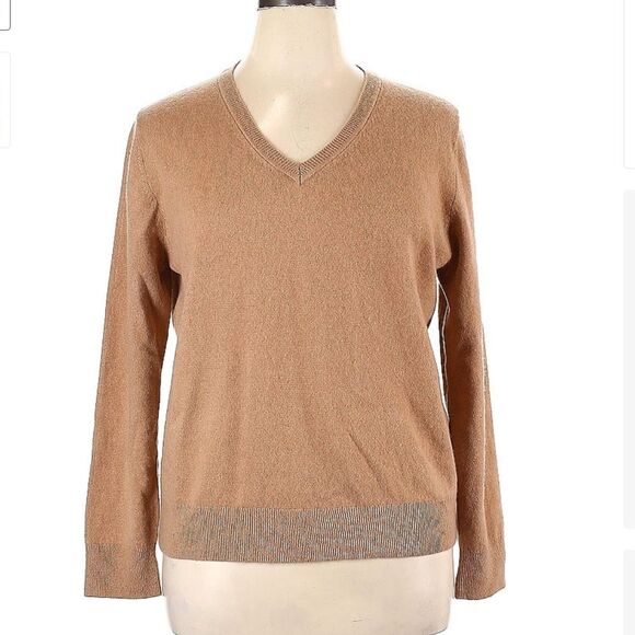 Quince 100% Cashmere Mongolian Soft Camel Tan Pullover V-Neck Sweater M - Picture 2 of 8